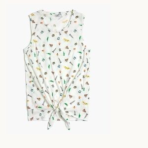 J Crew Tie Front Tank NYC Print B5